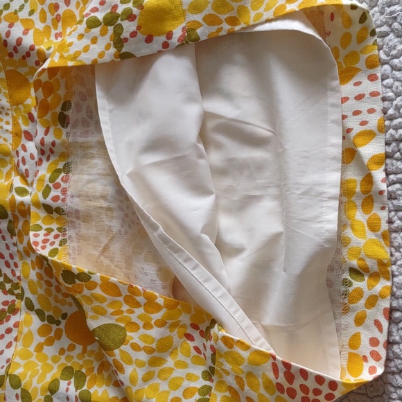 J. Crew Size 6 100% Linen Yellow Boho Print Mini Skirt With Pockets - Picture 12 of 15